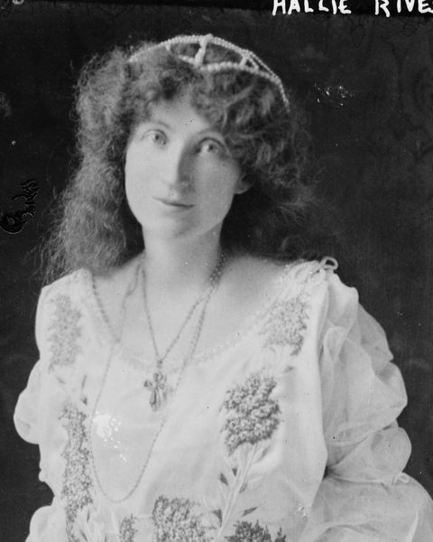 Before: black-and-white portrait of a young woman in a white dress and tiara